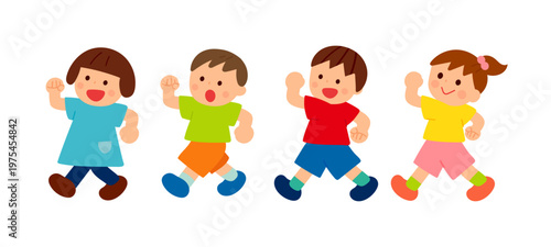 行進する子供たち