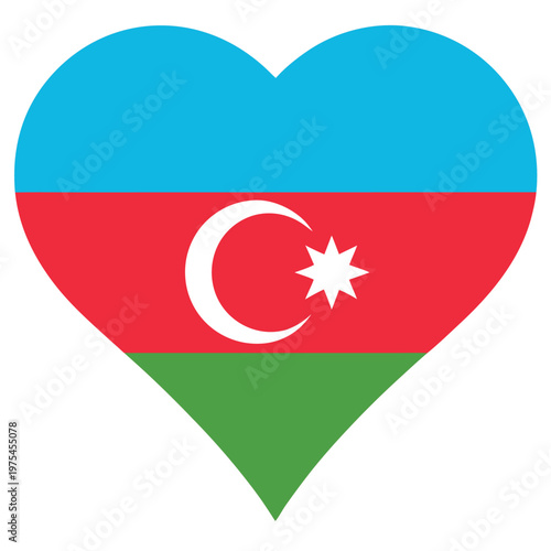 Azerbaijan flag displayed within a vibrant colorful heart shape