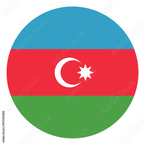 The national flag of Azerbaijan features a crescent and star