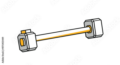 Barbell weightlifting equipment illustration with orange accents suitable for gym and fitness related graphic design.