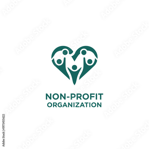 Heart shape people logo design for community support and nonprofit organization.