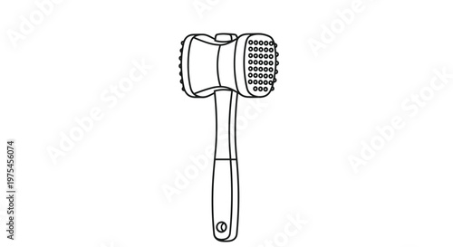 Kitchen meat mallet or tenderizer tool outline illustration with a textured head and handle for food prep designs.