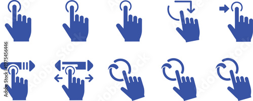 Collection of modern digital touch screen interface gestures and hand interaction icons
