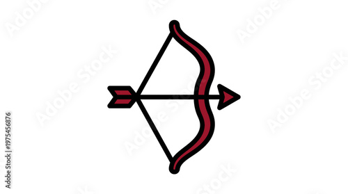 A graphic illustration depicts a bow and arrow combination.