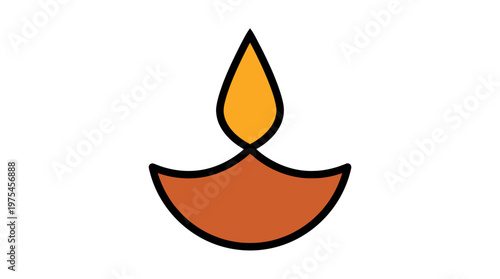 An illustration of a traditional oil lamp with a flame burning brightly indoors