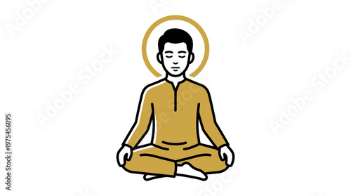 A serene man meditates peacefully in a lotus position outdoors