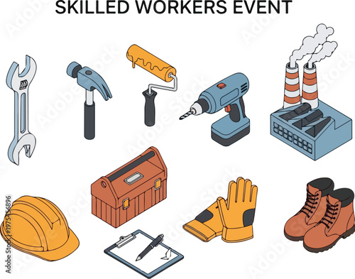 SKILLED WORKERS EVENT Collection of tools and equipment for construction and industry professionals