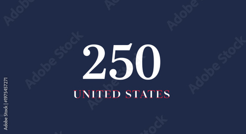 Bold Numeric Graphic 250 with Vertical Text on Dark Blue Background Modern Design