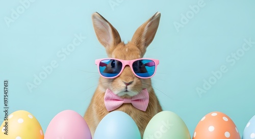 Cool bunny a stylish rabbit with sunglasses and bow tie for easter