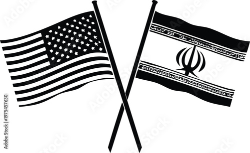 American and Iranian flags crossed symbolizing complex geopolitical relations