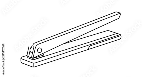 Standard office stapler for binding paper together shown in a clean and functional black and white line art illustration for business.