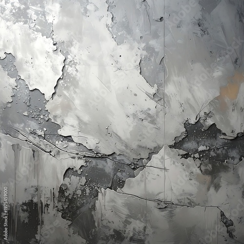 Abstract textured art depicts peeling, cracked, metallic surface