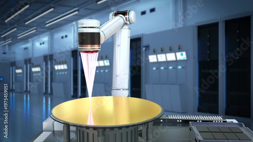 3d rendering EUV lithography systems for semiconductor manufacturing in factory 4k footage