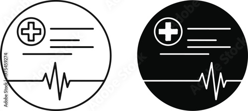 Medical card with heartbeat and plus sign healthcare symbolism