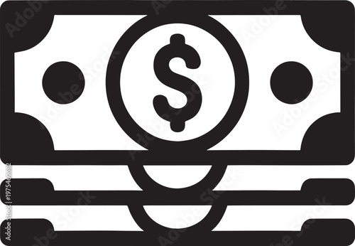 Stylized black and white of US dollar banknotes stacked together on a white background nlr4chjwqisyk4o9k5mbmw