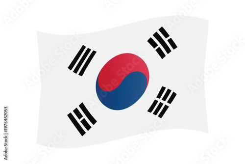 The national flag of south korea featuring a red and blue symbol