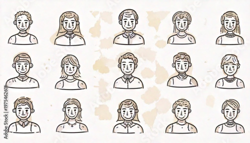 Collection of diverse individuals in artistic sketch style.