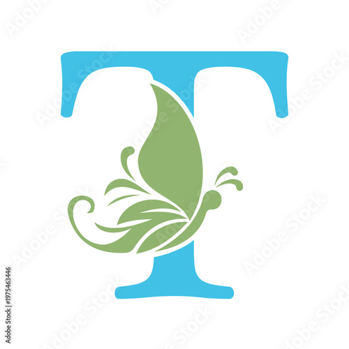 Bild auf Leinwand Butterfly Logo Combine With Letter T Vector Template