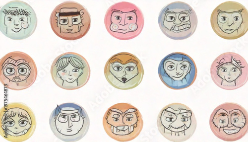 Collection of fifteen ceramic plates with animal face designs.