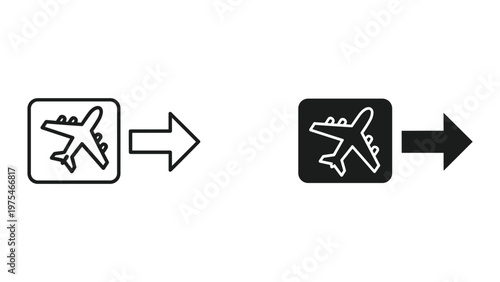 A simple process of converting a black and white airplane icon into a black and white version by changing the background colors and image style to create a different visual effect