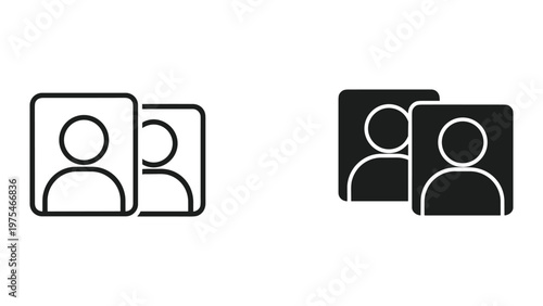 black and white icons of two people on id cards or profiles
