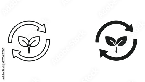 An environmental icon featuring a circular arrow surrounding a sprouting plant symbolizing sustainability and growth in ecological conservation efforts
