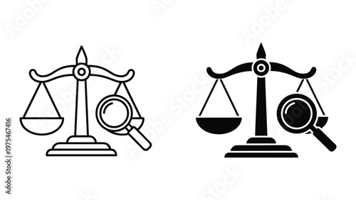 A detailed comparison of two scales in black and white illustrations highlighting balance and measurement concepts for educational purposes