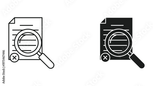 A magnifying glass is closely examining a document with a circular graph on a white background, highlighting details of the data within the paper.
