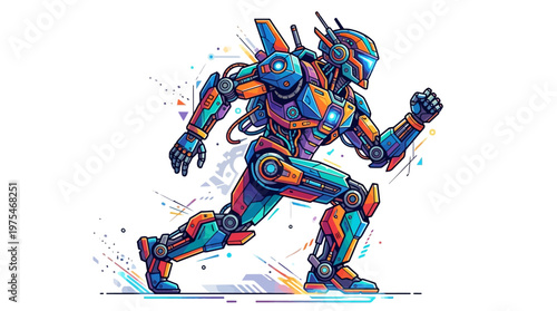 Robot Running Fast with Fists Clenched.