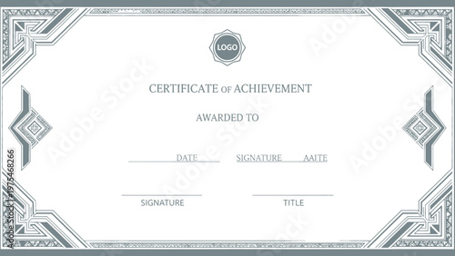 Certificate of Achievement Template with Decorative Borders and Space for Awarding Details