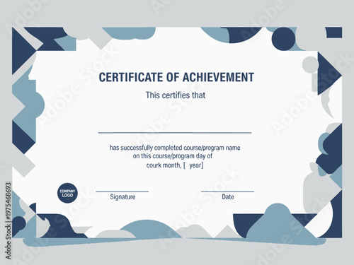 Certificate of Achievement template with modern abstract geometric design and space for details