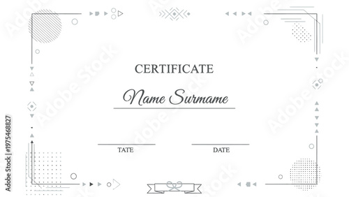 Elegant Certificate of Achievement with Decorative Geometric Borders and Placeholder Text for Name and Date