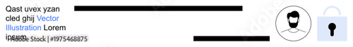 User authentication, data privacy, identity verification, cybersecurity, secure login, online accounts. User avatar next to a lock icon. Identity verification and data privacy concept