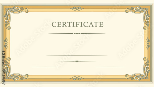 Elegant and ornate certificate template with decorative borders and space for text and awards