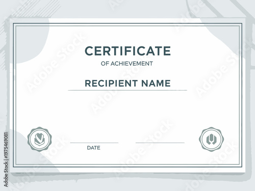 Elegant Certificate of Achievement template with placeholder for recipient name and date