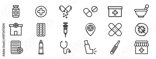Pharmacy vecor icon set. Stock vector illustrator. EPS 10