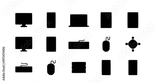 Computer icon set with laptop desktop monitor keyboard and devices flat modern vector collection