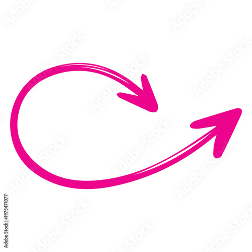 A vibrant pink curved arrow pointing towards the right, signifying direction and progress