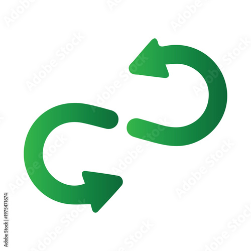 Circular arrows icon, green symbol for reload, refresh, repeat, or sync