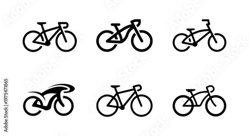 Vector of six different bicycle designs in