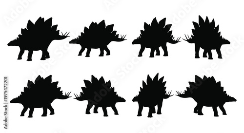 Set of Six Black Butterfly Silhouettes in Various Poses, Isolated on White Background Vector Illustration
