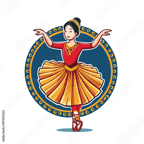 Elegant dancer in traditional costume performing a graceful ballet pose