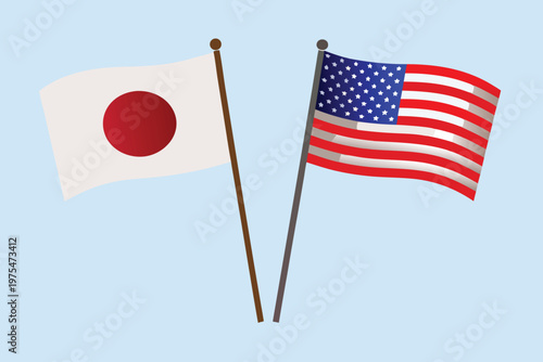 Flags of japan and the united states of america displayed
