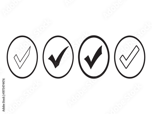 Title four check mark icons in oval frames a visual representation of confirmation and approval description the image displays four oval shaped icons