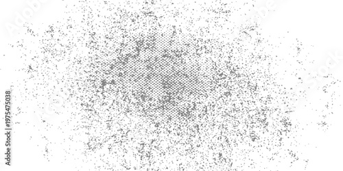 Gray Grunge Halftone Distress Texture Overlay Vector Background with Scattered Dust and Speckles Effect