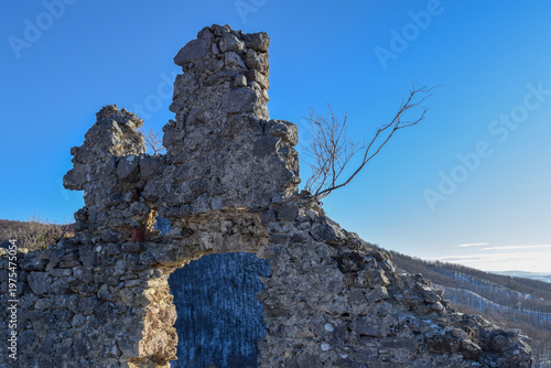 Ruins of medieval Belecgrad fortress at Ivanscica mountain