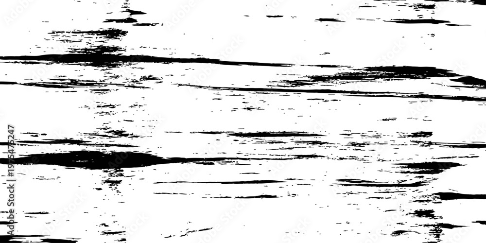 Fototapeta premium Black and White Distressed Grunge Texture Vector Background with Horizontal Scratch and Wood Grain Effect Overlay
