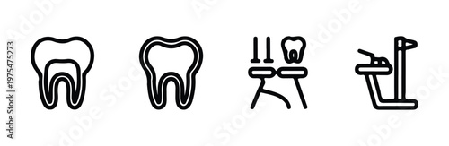 Dental outline icons set. collection of vector editable stroke thin line medical symbols