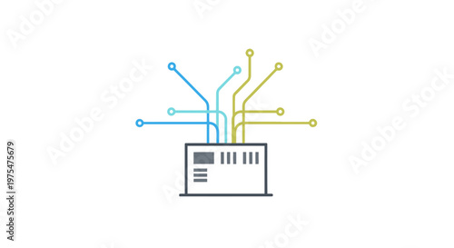 Server with colorful network connections.