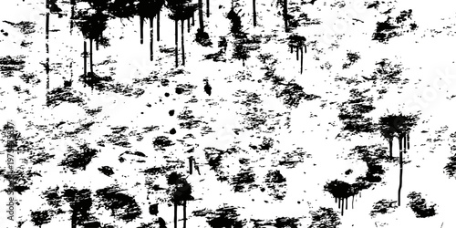 Black and White Grunge Drip Texture Vector Background Abstract Distress Overlay Pattern Messy Paint Splatter Urban Decay Element